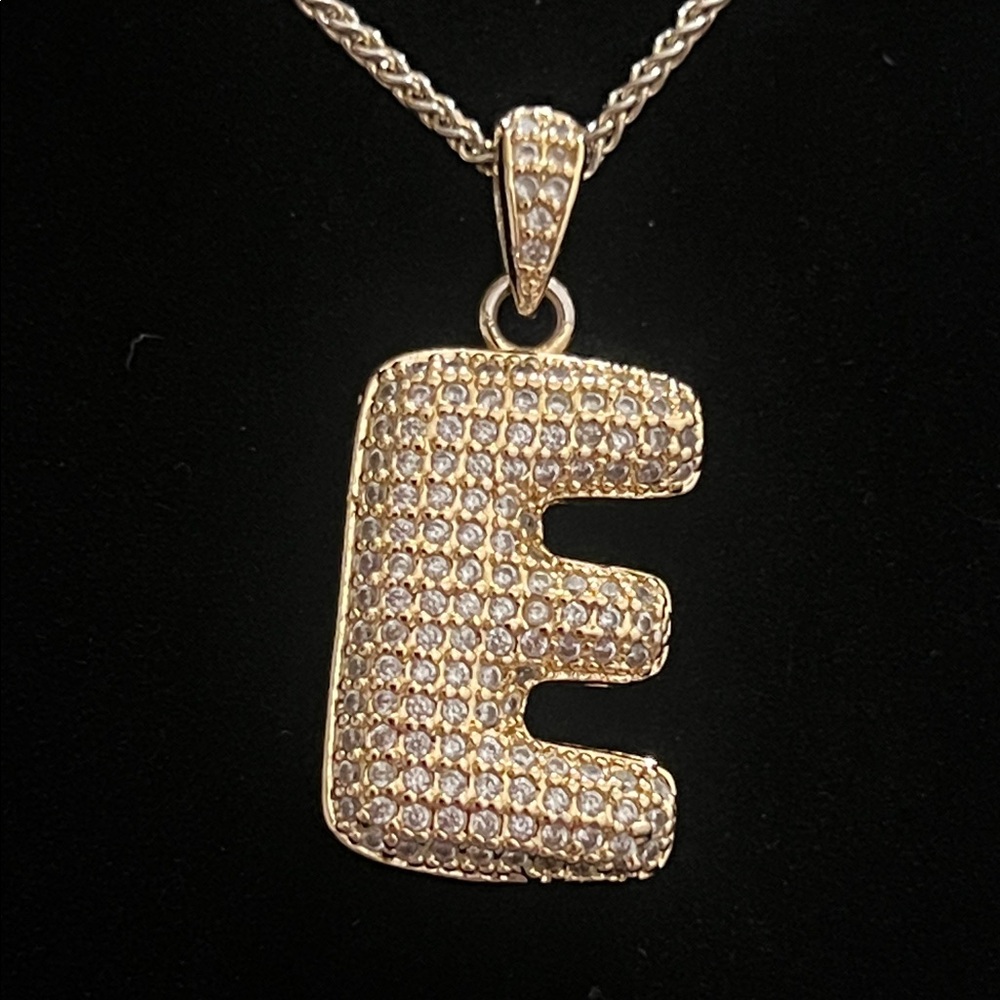 Puffy Initial "E" Pendant Necklace - image 2